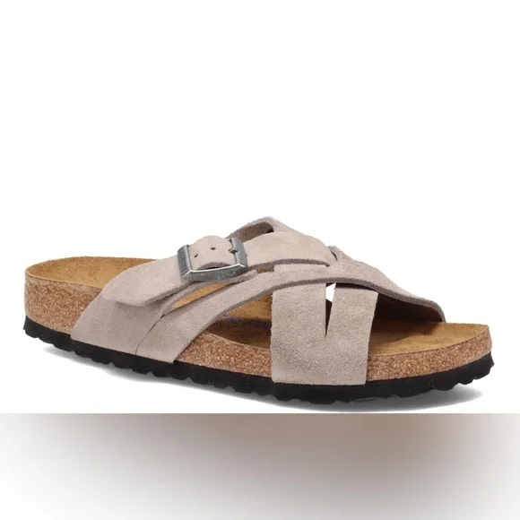 Birkenstock Lugano soft bed stone suede NWT Narrow fit Men’s  Size 10 Birkenstock Lugano Soft Footbed Stone Coin Suede main image 2